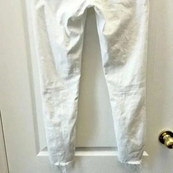 Topshop Jamie High Rise Skinny Jeans White  Ankle Cropped Raw Hem Size 26 - Picture 8 of 14